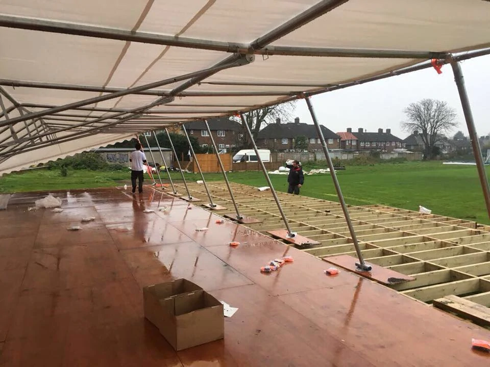 Marquee being erected