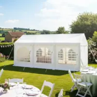 3m x 6m white PVC marquee with water proof and fire retardant covers, steel frame with ground bars