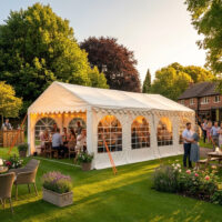 3x8m heavy duty white 500gms pvc marquee FR