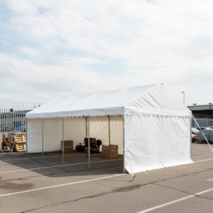 3m x 8m storage marquee with waterproof and fire retardant PVC covers and corrosion resistant galvanised steel frame