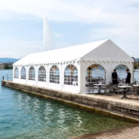 4x12m white PVC marquee with ground bars and 5 purlins