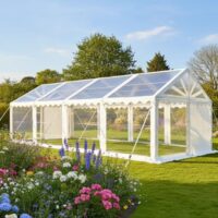 4m x 8m clear roof and sides marquee with 500gsm PVC and strong steel framework