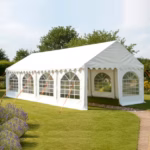 4x8m PVC Marquee with Ground bars, roof braces, eaves braces and steel frame