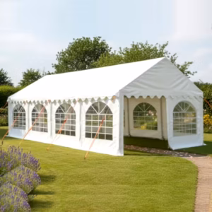 4x8m PVC Marquee with Ground bars, roof braces, eaves braces and steel frame