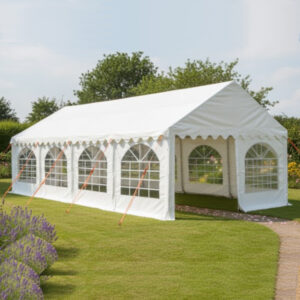 4x8m PVC Marquee with Ground bars, roof braces, eaves braces and steel frame