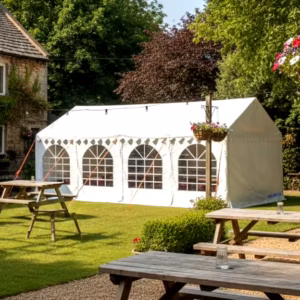 4x8m white pvc marquee with strong steel framework and waterproof fire retardant covers