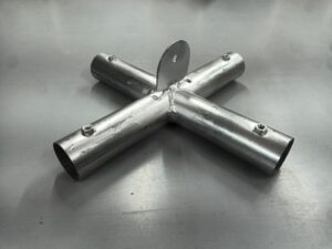 6m Wide Party Tent Part 10 - 4 way flat connector with tab 42mm steel