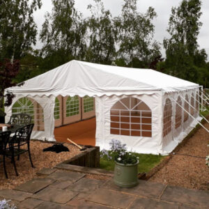 6m x 10m Professional white PVC marquee with steel frame and ground bars