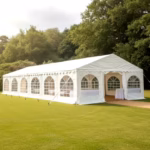 6m x 12m White PVC Marquee with Fire Retardant Covers 100% waterproof and strong 42mm galvanised steel frame