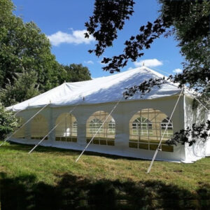 6m x 12m traditional PVC marquee with strong steel poles and fire retardant covers