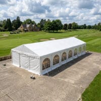6x14m heavy duty 650gsm PVC marquee on hard standing 54mm frame