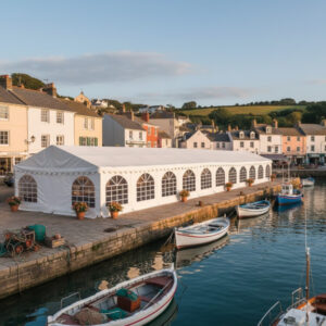 6m x 22m white 650gsm PVC marquee with flame retardant covers and ultimate frame