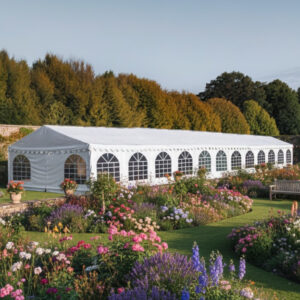 6m x 24m waterproof white PVC marquee wit fire retardant covers and strong steel frame with ground bars