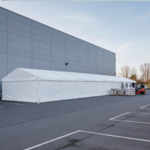 6m x 24m ultra strong white PVC storage marquee with fire retardant covers, 100% waterproof and corrosion resistant steel framework
