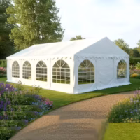 6m x 9m PVC white marquee 1700 with ground bars and eaves braces