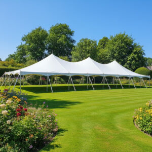 9m x 24m white pvc traditional marquee with aluminium legs and poles