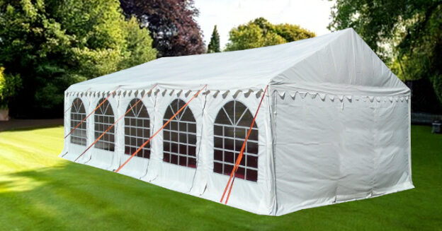 3m x 10m PVC marquee with waterproof and fire retardant covers, strong steel frame