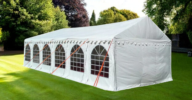3m x 12m white PVC marquee with steel frame