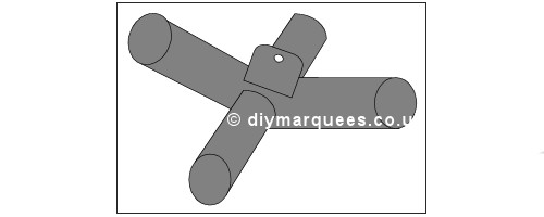6m Deluxe Marquee Part D - 4 Way Curved Connector + Tab 54mm Steel
