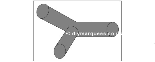6m Deluxe Marquee Part A - 3 Way Curved Connector 54mm Steel