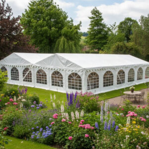 12m x 12m PVC marquee with durable fire retardant covers and ant-corrosion steel frame
