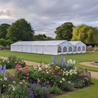 12m x 24m white PVC marquee with strong steel frame and waterproof fire retardant covers
