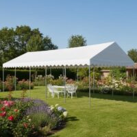 3m x 10m white PVC marquee without sides and strong steel framework