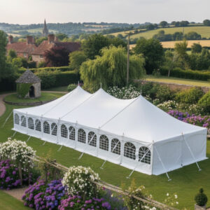6m x 18m White modular traditional PVC marquee with extra strong aluminium poles
