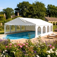 6x8m 650gsm PVC marquee with strong steel frame over a swimming pool