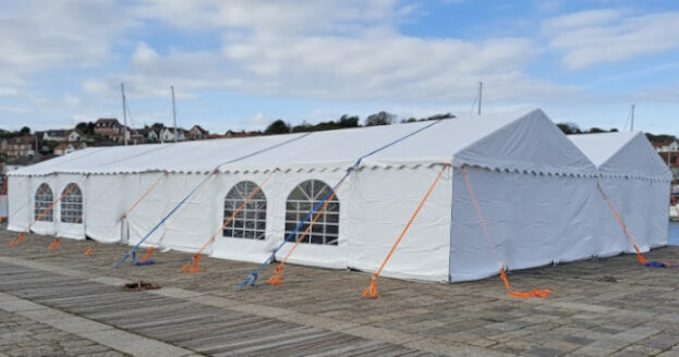 12m x 18m white PVC marquee with ultra durable covers and extra strong steel frame