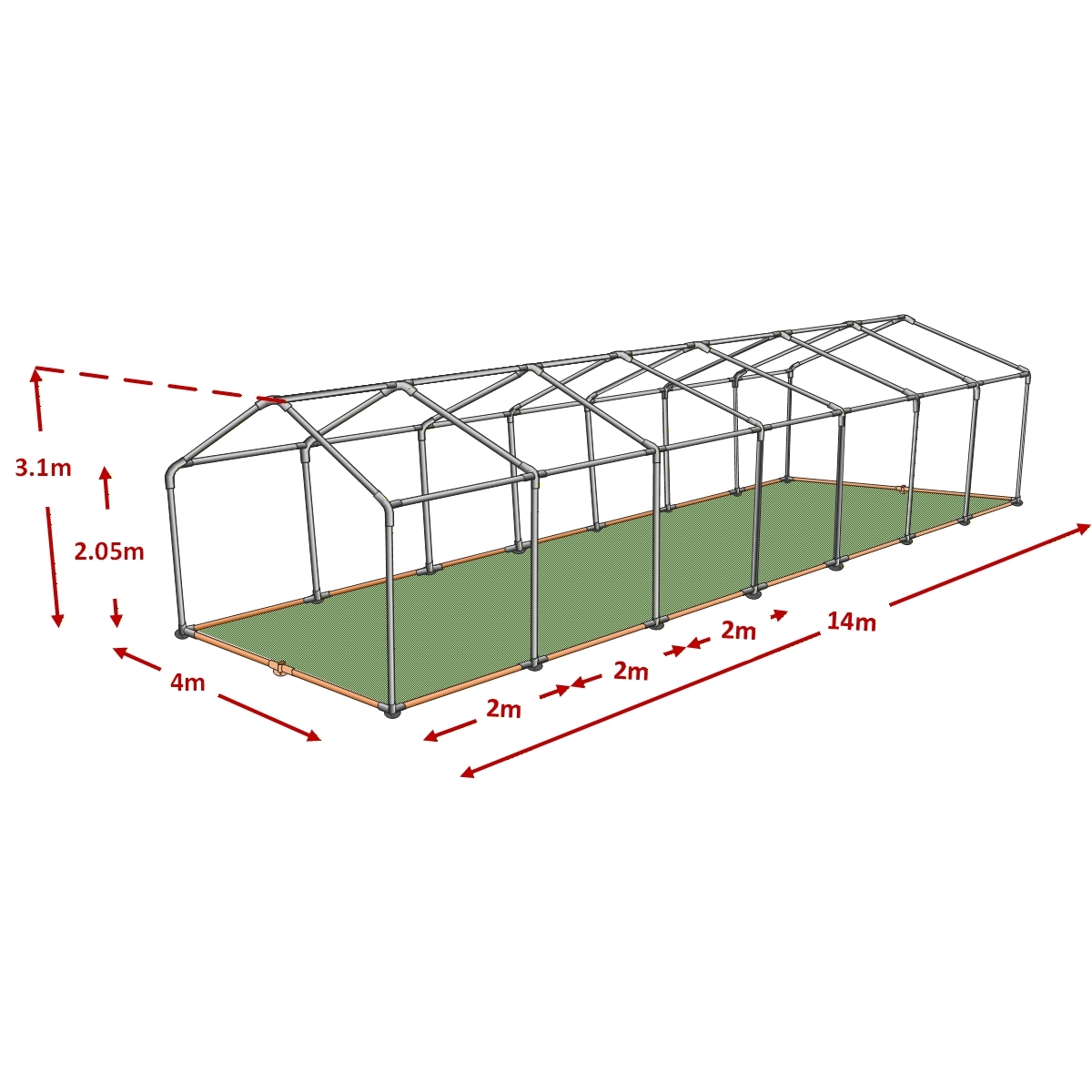 4x14m Standard Plus Marquee Framework Diagram