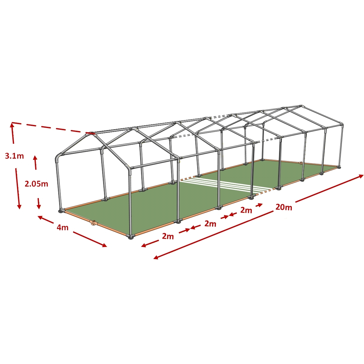 4x20m Standard Plus Marquee Framework Diagram