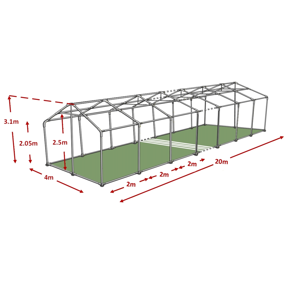 4x20m marquee framework diagram