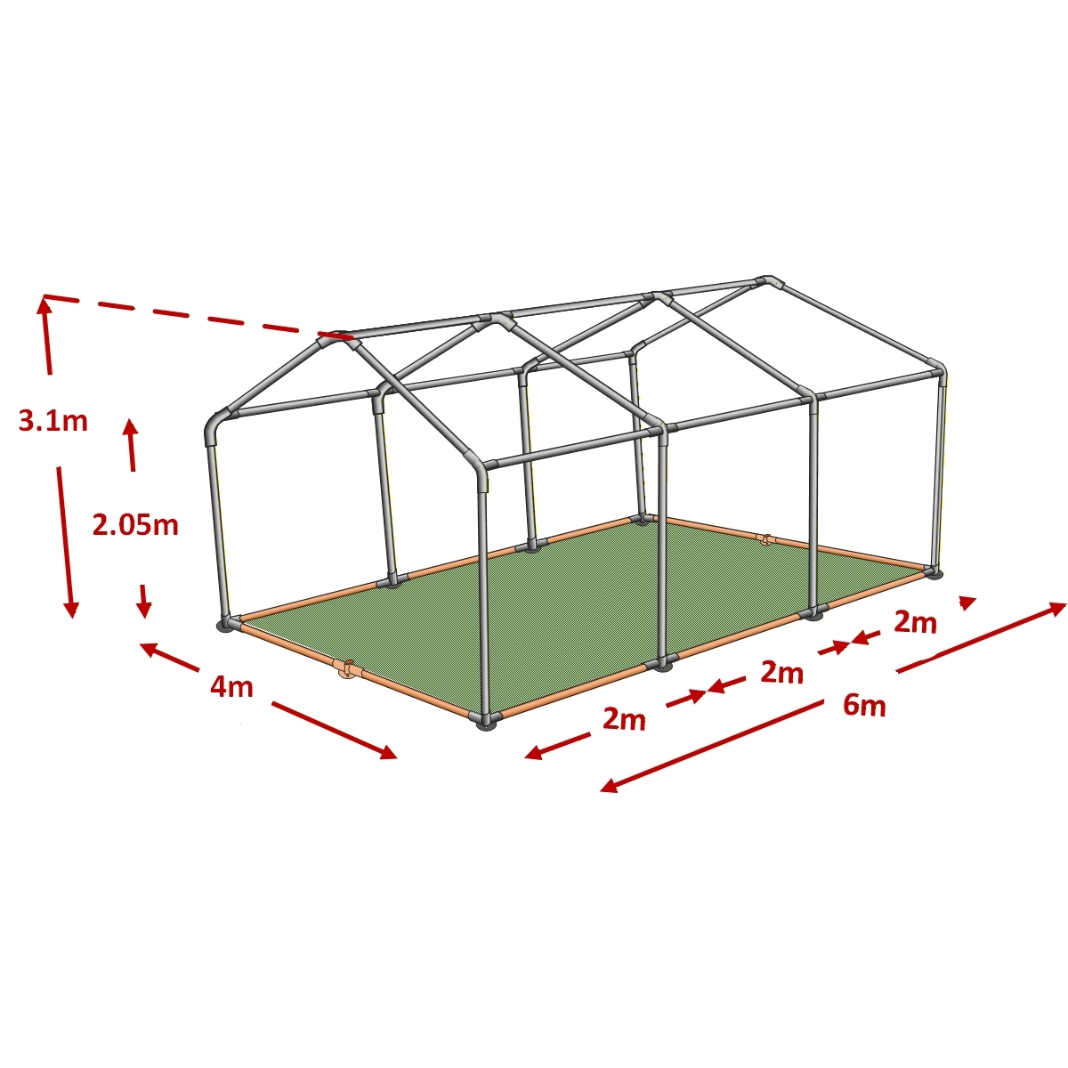 4x6m Standard Plus Marquee Framework Diagram