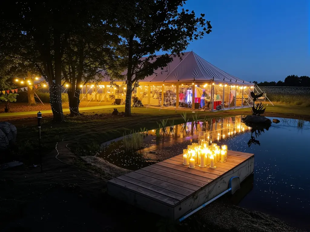 9x18m traditional pvc marquee used for an evening wedding