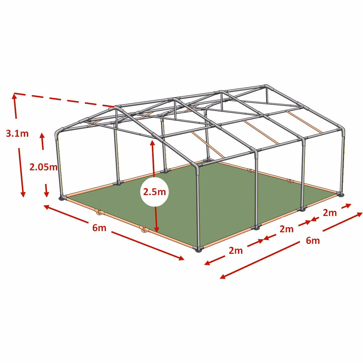 6x6m Classic Marquee Framework Diagram