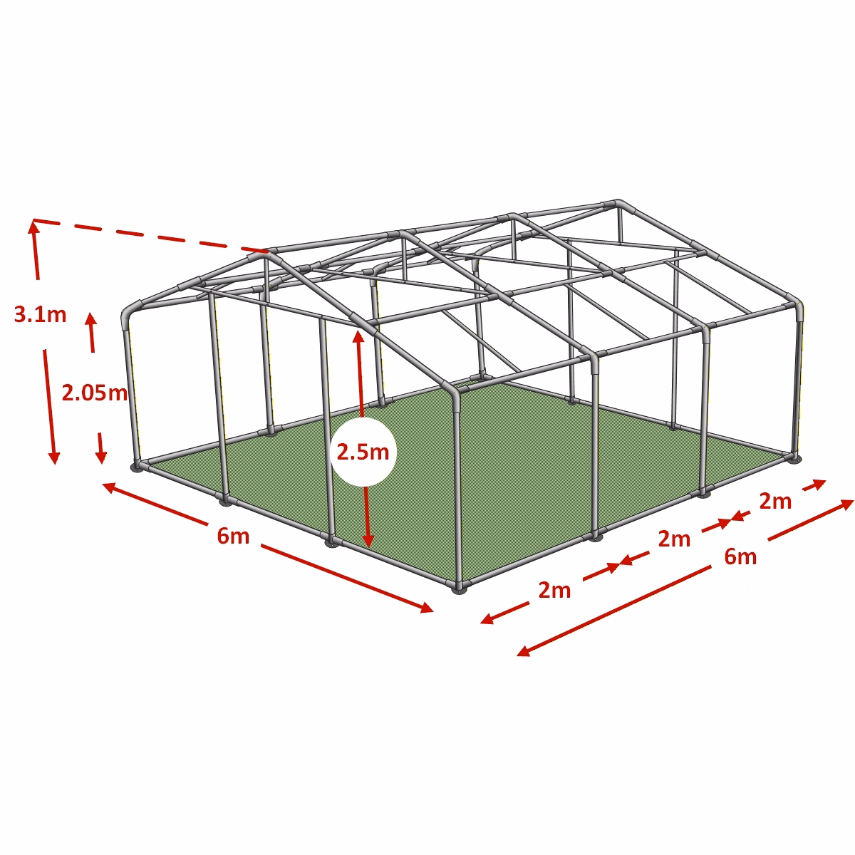6x6m Commercial Marquee Framework Diagram